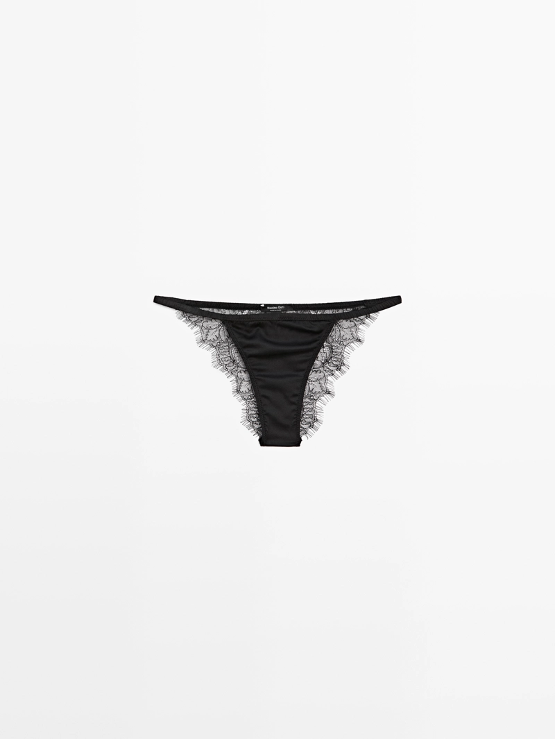 Шелковые трусики с кружевными деталями