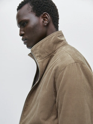 BEIGE|3127/418 - Massimo Dutti Куртка с высоким воротником из вельвета