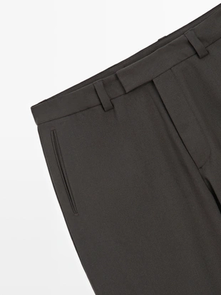 BROWN|3571/880 - Massimo Dutti Брюки из 100% шерсти для костюма - LIMITED