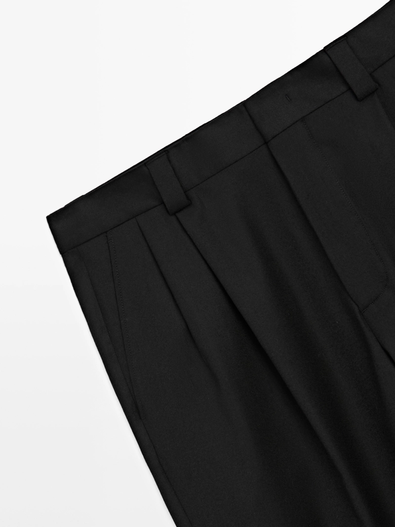 Брюки для костюма из металло-шерстяной ткани - limited