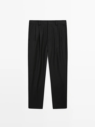 BLACK|3573/880 - Massimo Dutti Брюки для костюма из металло-шерстяной ткани - LIMITED