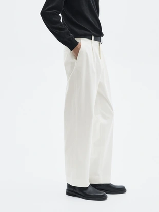 WHITE|2807/880 - Massimo Dutti Широкие брюки с защипами - LIMITED
