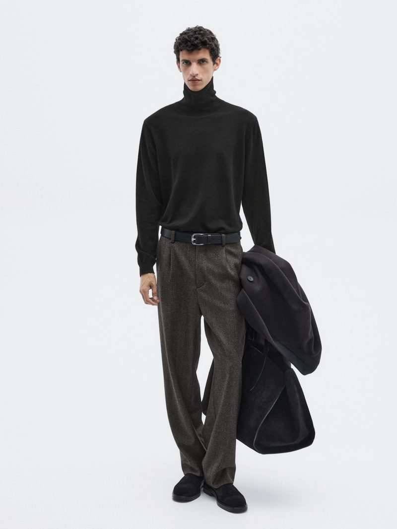 Брюки из шерстяной смеси с узором шеврон - limited