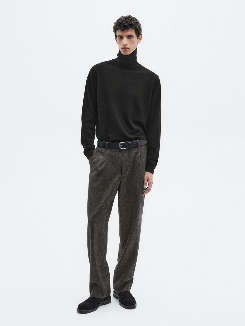 Брюки из шерстяной смеси с узором шеврон - limited