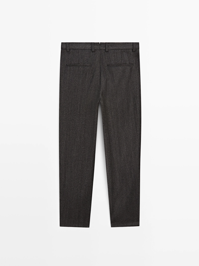 Брюки из шерстяной смеси с узором шеврон - limited