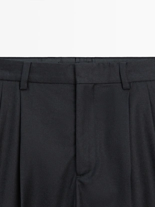 NAVY BLUE|2808/880 - Massimo Dutti Брюки из фланели с ламками - LIMITED