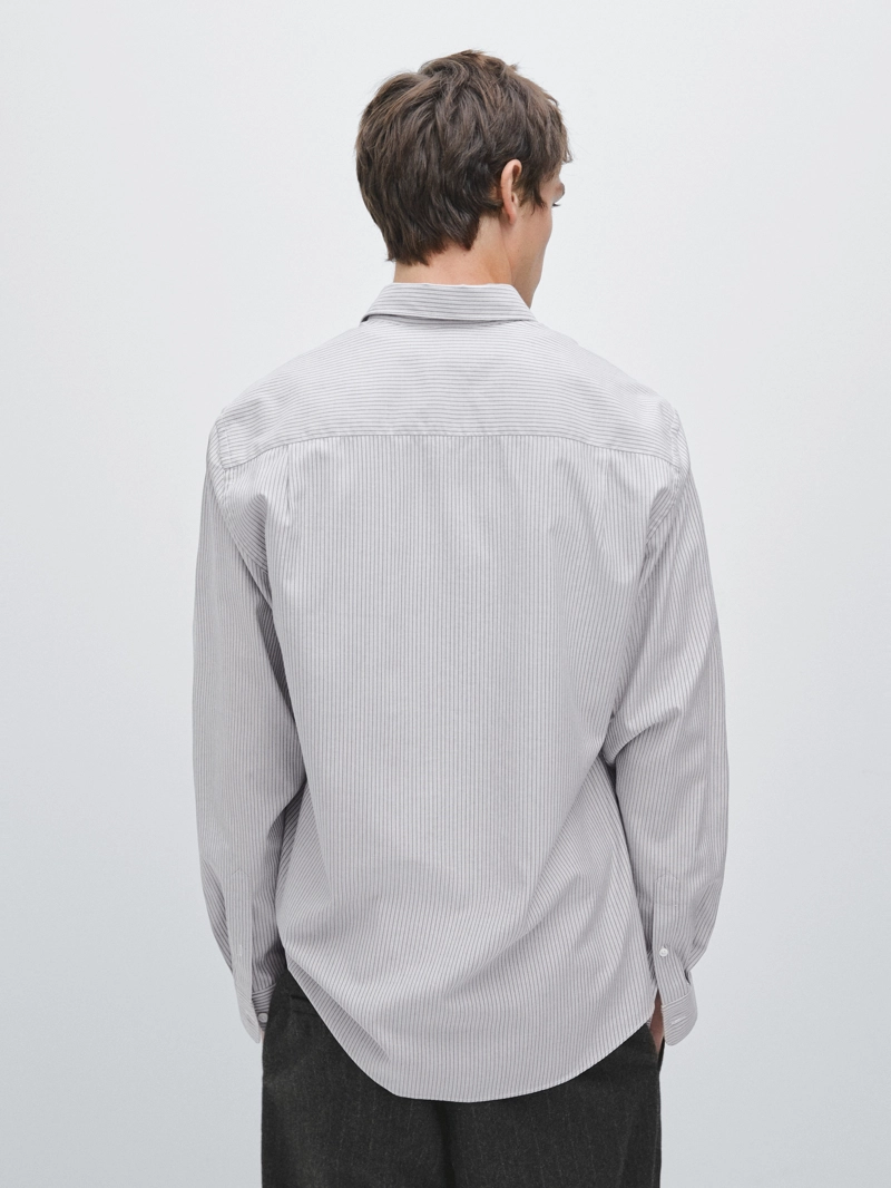 Рубашка в полоску regular fit меланжевая