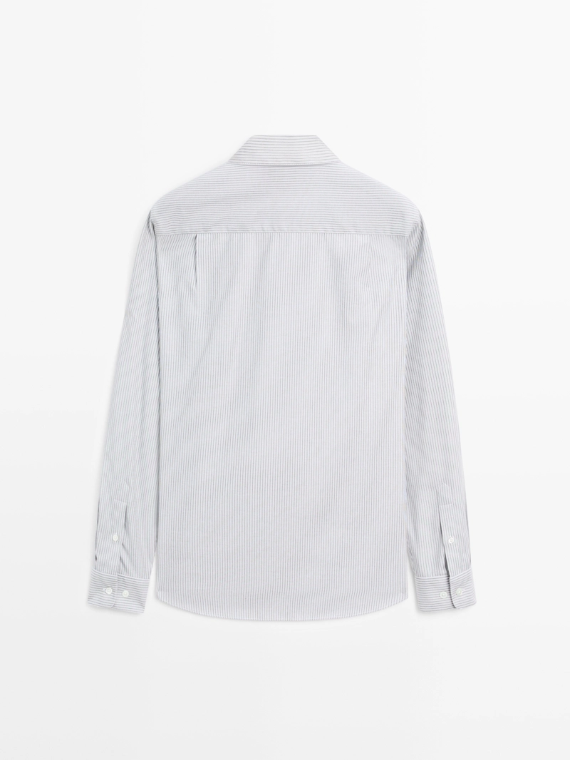 Рубашка в полоску regular fit меланжевая