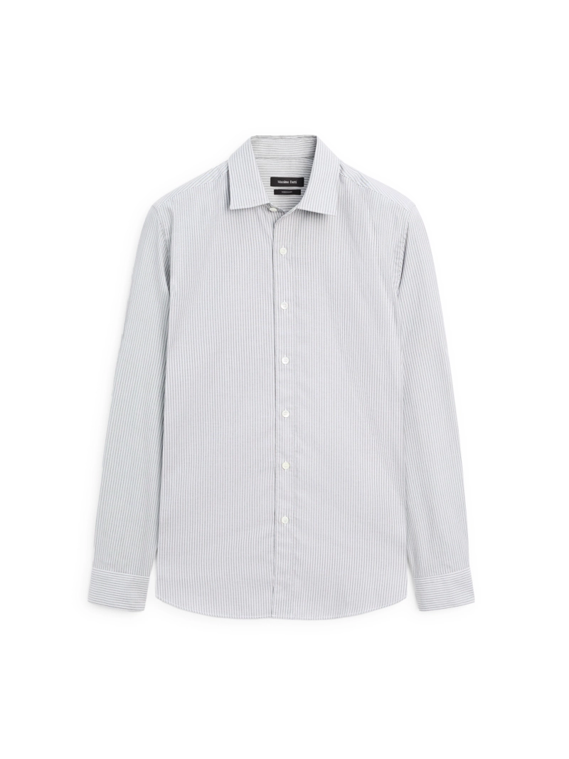 Рубашка в полоску regular fit меланжевая