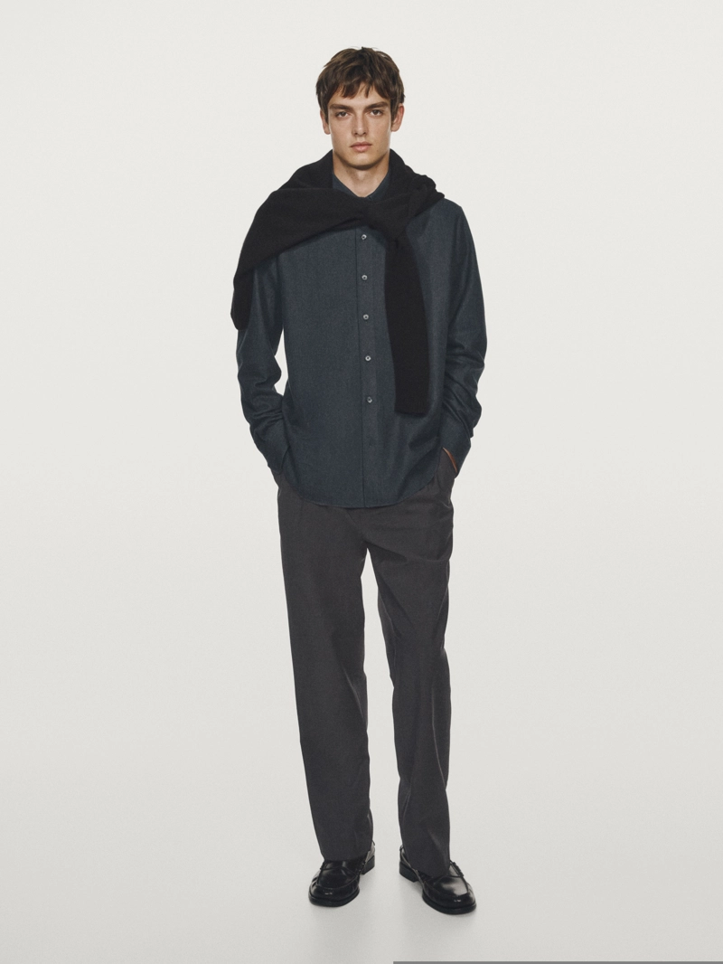 Рубашка с регулярной посадкой в клетку меланж