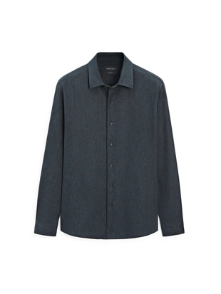 DARK BLUE|1803/298 - Massimo Dutti Рубашка с регулярной посадкой в клетку меланж