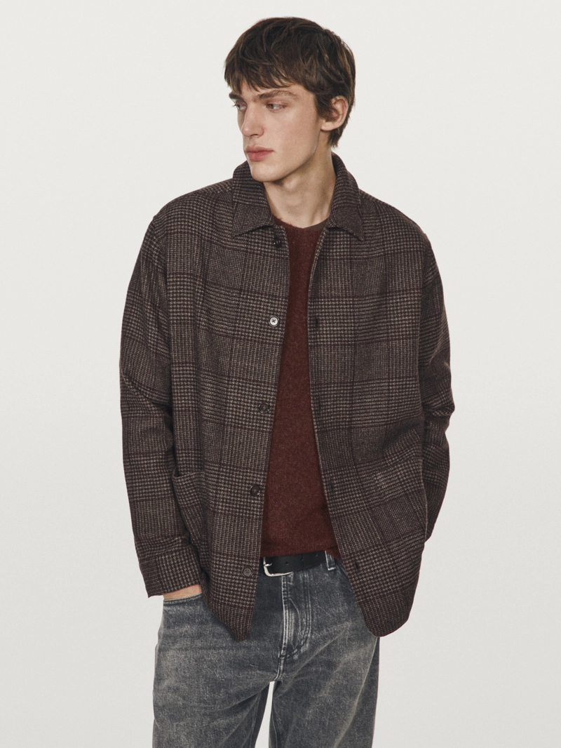 Рубашка-косоворотка в клетку из шерстяной смеси
