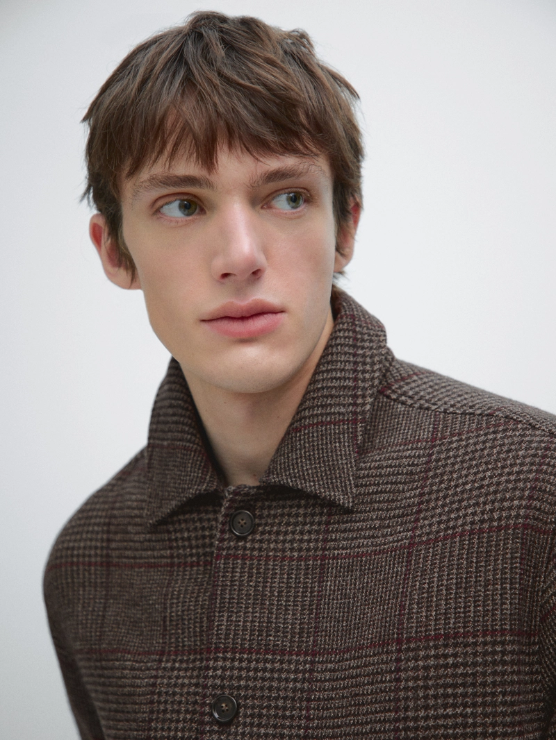 Рубашка-косоворотка в клетку из шерстяной смеси