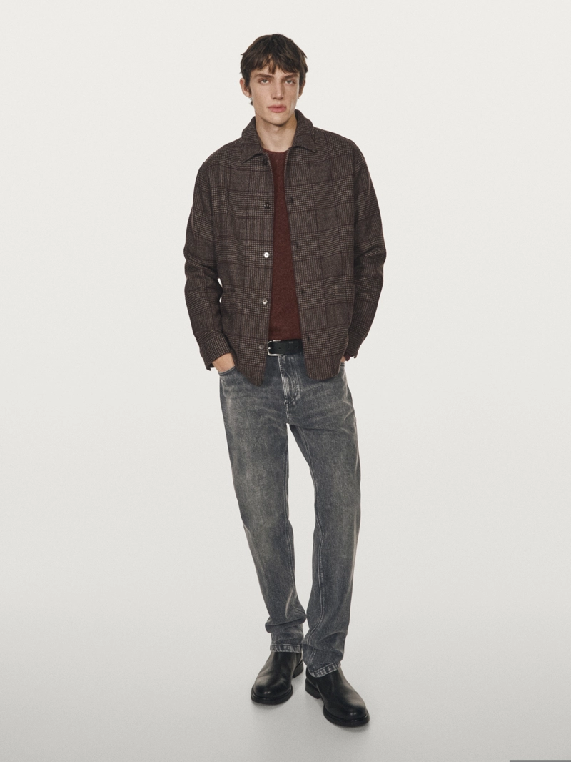 Рубашка-косоворотка в клетку из шерстяной смеси