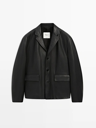 Купить Massimo Dutti Пиджак из натуральной кожи нубук — LIMITED