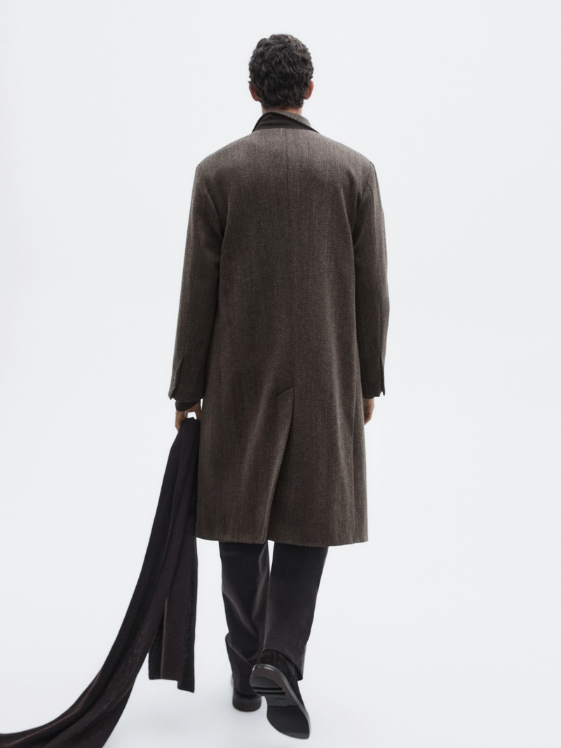 Пальто длинное с узором меланж