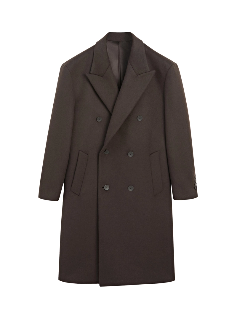 Длинное пальто с двубортной застежкой из шерстяной смеси - limited