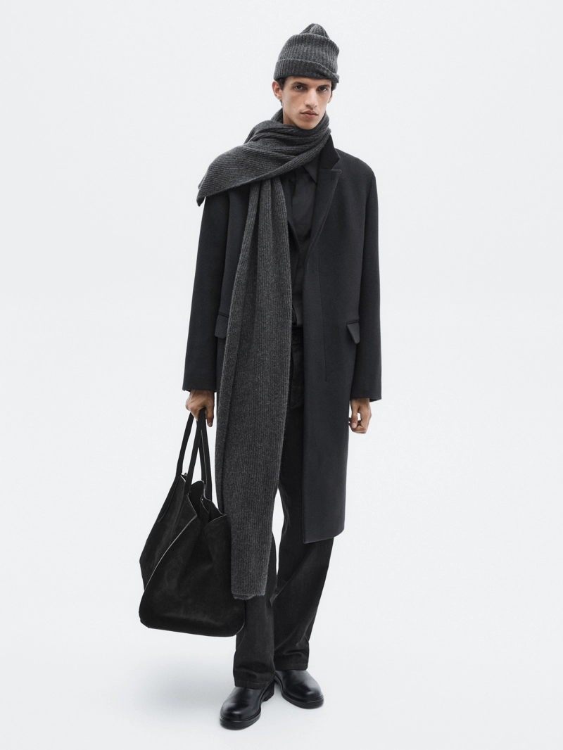 Длинное пальто из шерстяной смеси с лацканами - limited