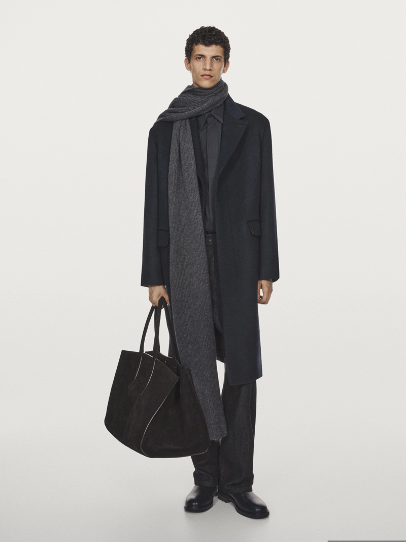 Длинное пальто из шерстяной смеси с лацканами - limited