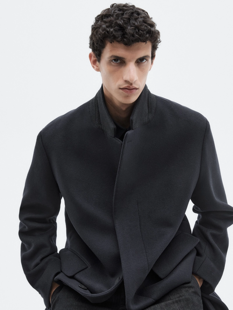 Длинное пальто из шерстяной смеси с лацканами - limited