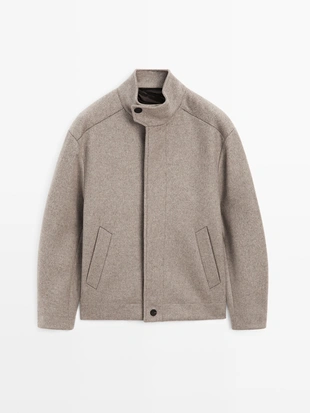 MINK|2801/880 - Massimo Dutti Пальто из шерстяной смеси с высоким воротником - LIMITED