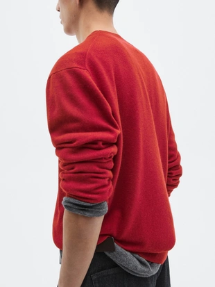 BRIGHT RED|0951/880 - Massimo Dutti Свитер из шерсти и кашемира вязаный - лимитированный