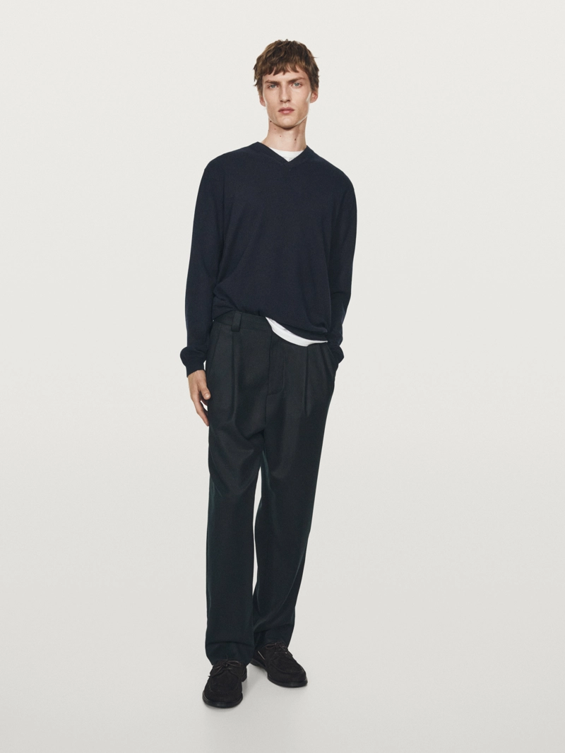 Водолазка из шерсти и кашемира с v-образным вырезом - limited