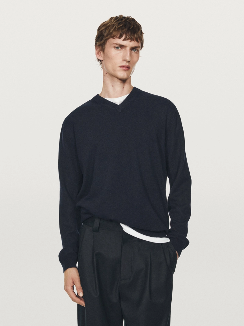 Водолазка из шерсти и кашемира с v-образным вырезом - limited