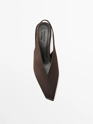 BROWN|1423/650 - Massimo Dutti Туфли на каблуке с открытым задником - LIMITED