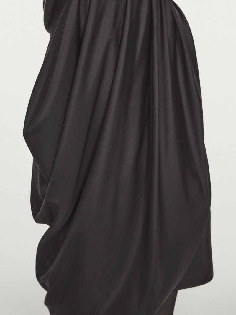 Юбка-миди из 100% шелка с драпировкой - limited