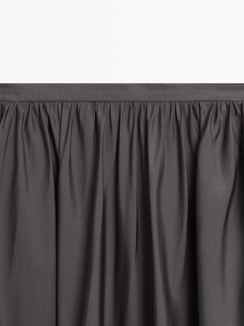 Юбка-миди из 100% шелка с драпировкой - limited