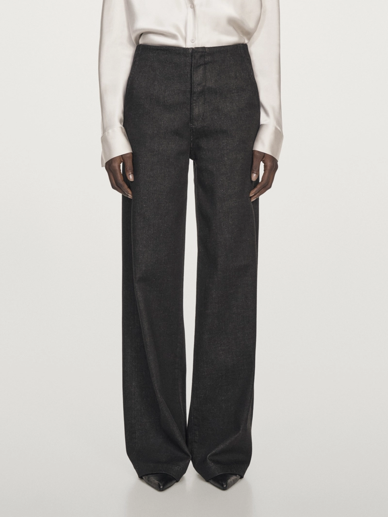 Джинсы с высокой талией широкие