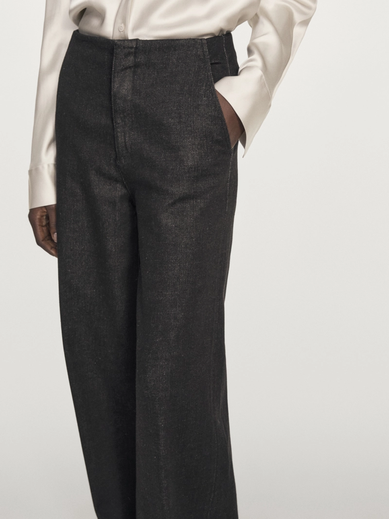 Джинсы с высокой талией широкие