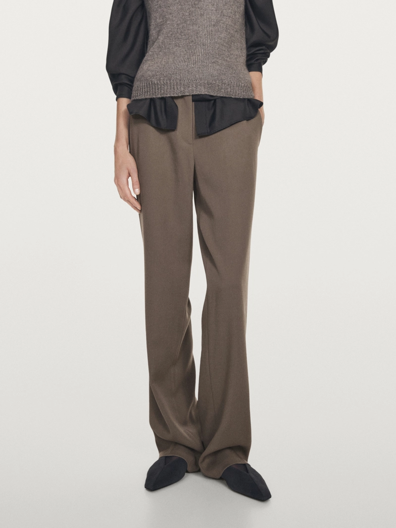 Брюки приталенного кроя из 100% шерсти - limited