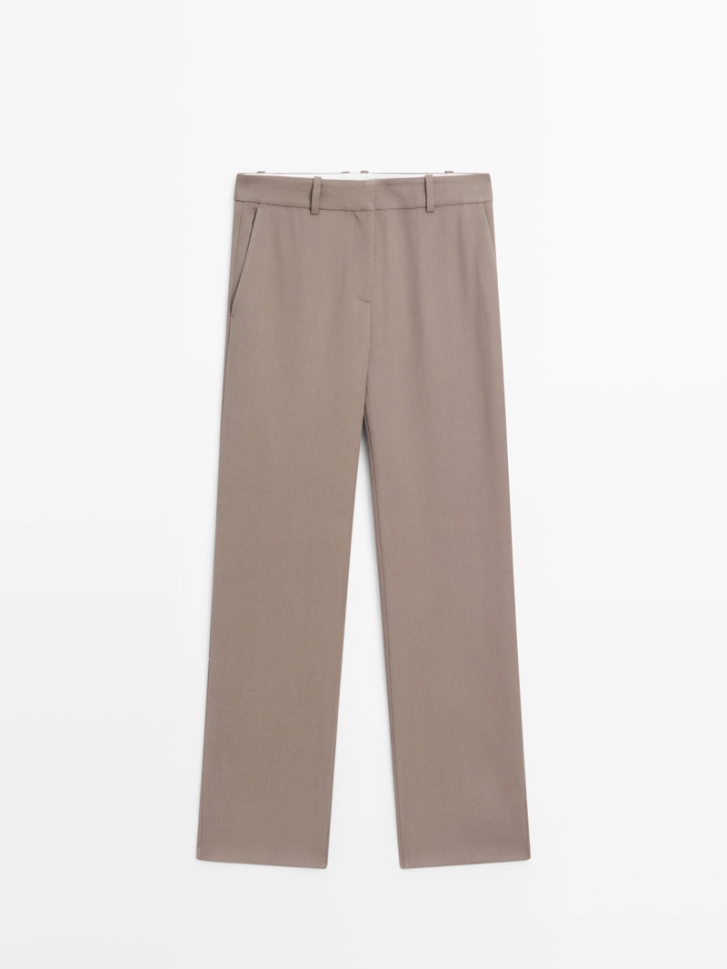 Брюки приталенного кроя из 100% шерсти - limited