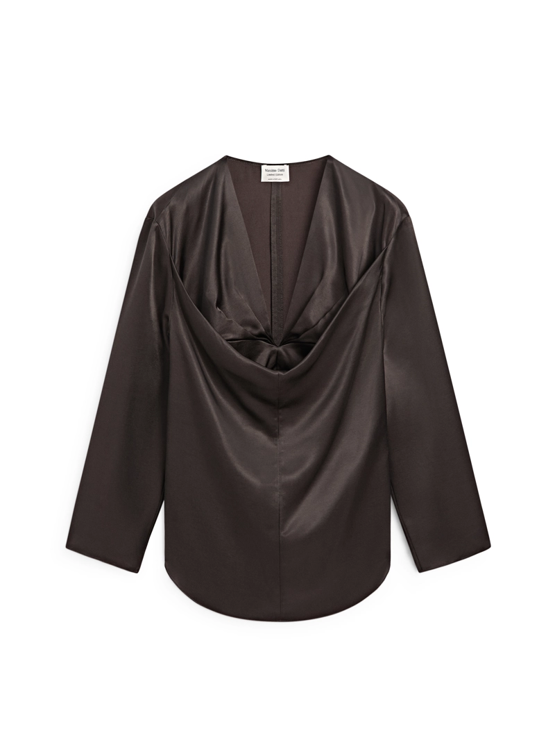 Блузка из атласа с деталями на воротнике - limited
