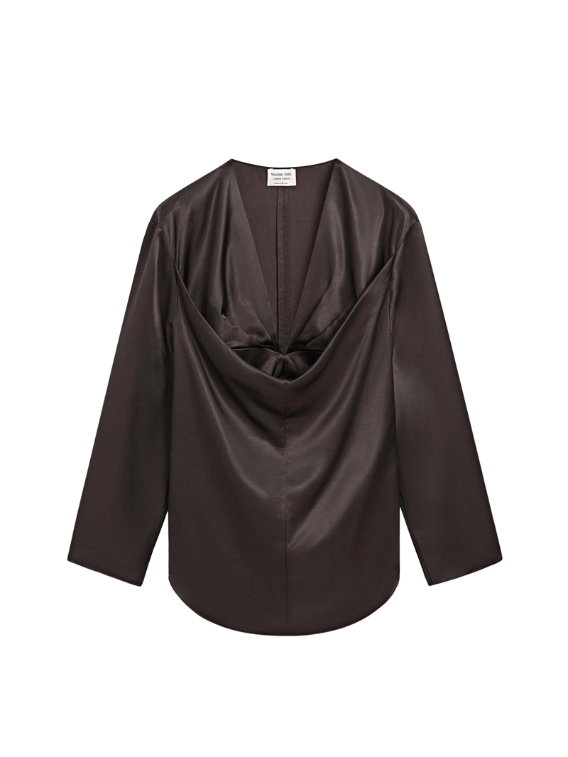 Блузка из атласа с деталями на воротнике - limited