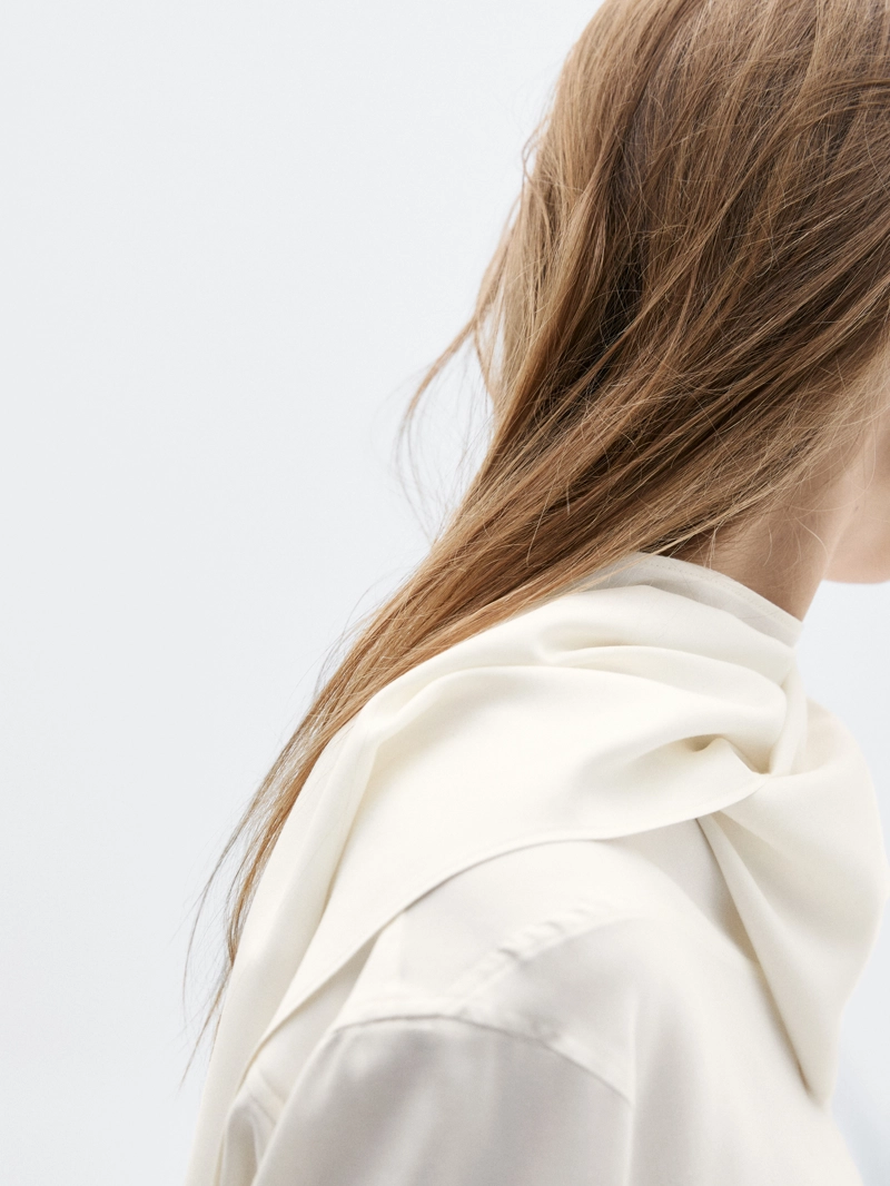 Блузка из шёлкового смесового материала с завязкой - limited