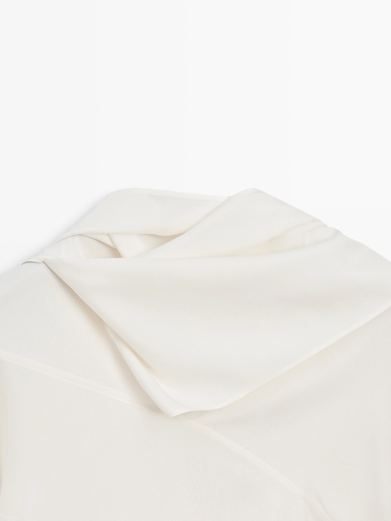 Блузка из шёлкового смесового материала с завязкой - limited