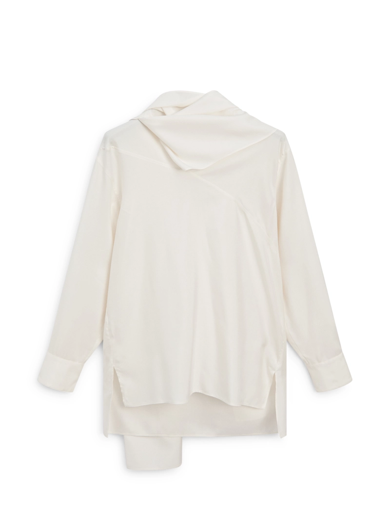 Блузка из шёлкового смесового материала с завязкой - limited