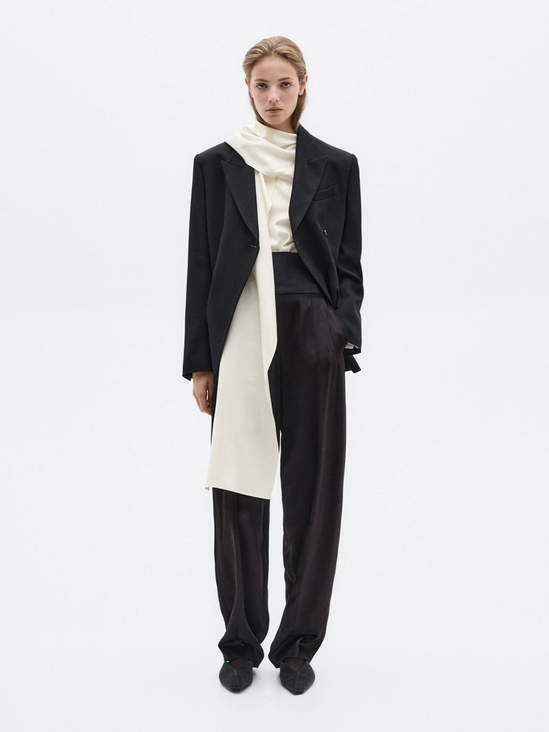 Блузка из шёлкового смесового материала с завязкой - limited