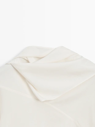 Блузка из шёлкового смесового материала с завязкой - LIMITED- Заказать в России