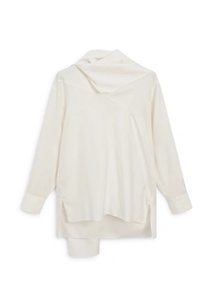 Блузка из шёлкового смесового материала с завязкой - LIMITED- Заказать в России