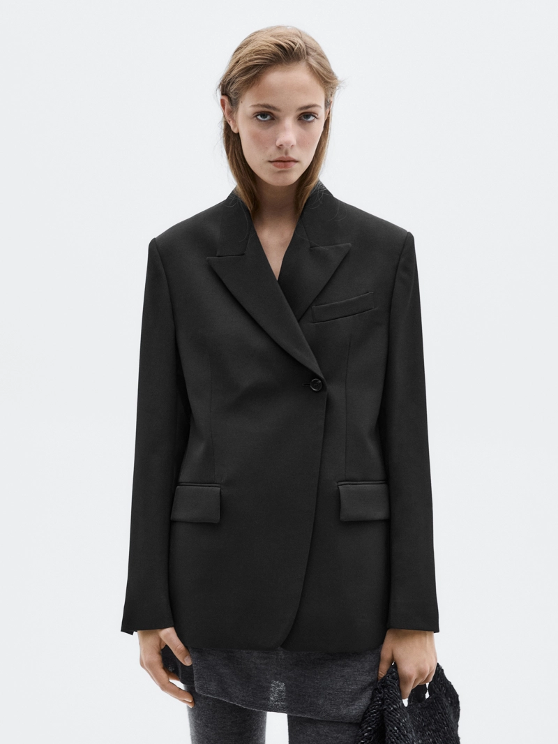 Пиджак из 100% шерсти с разрезной лацканной - limited