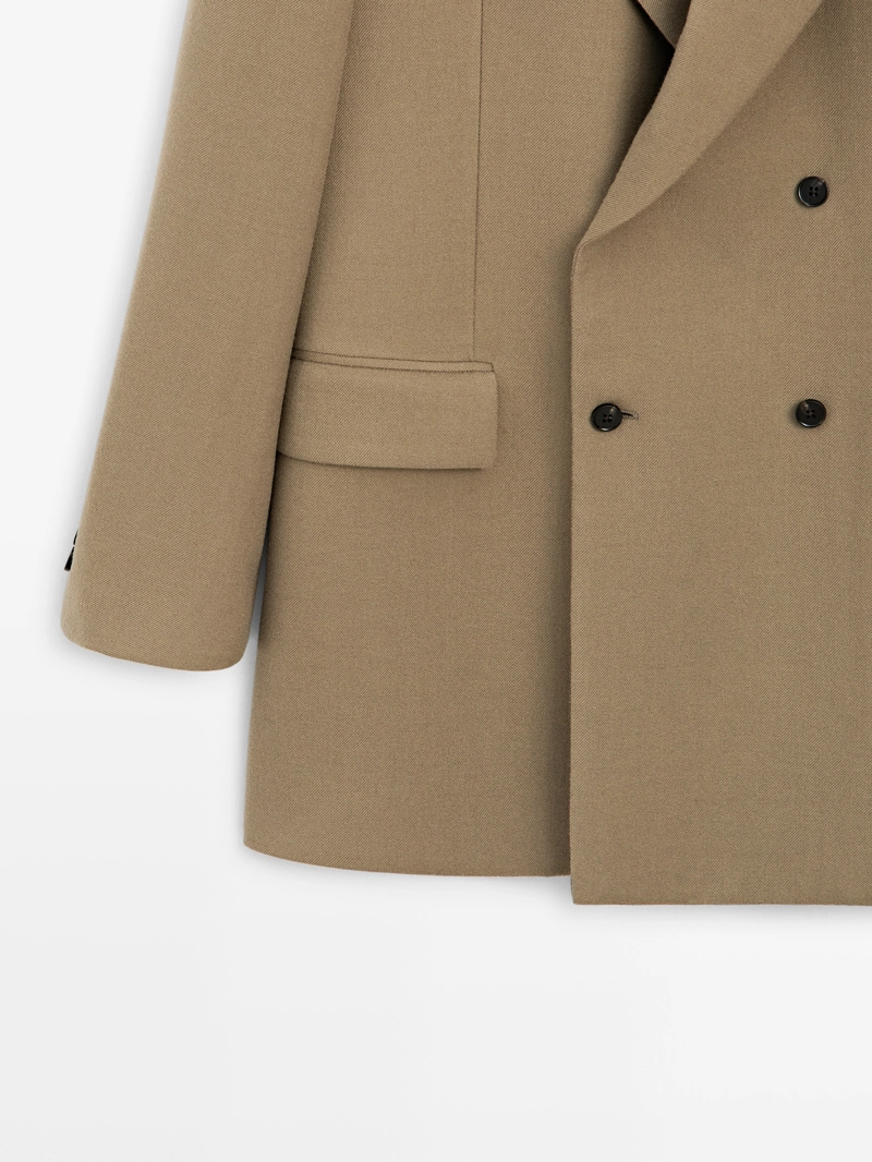 Пиджак из 100% шерсти с двубортной застежкой - limited