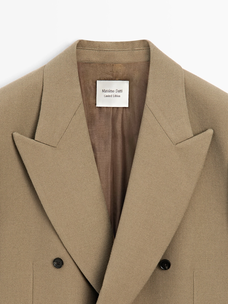 Пиджак из 100% шерсти с двубортной застежкой - limited