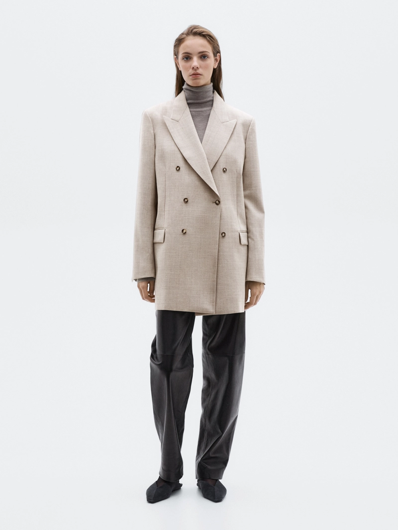 Пиджак с двубортной застежкой из 100% шерсти - limited