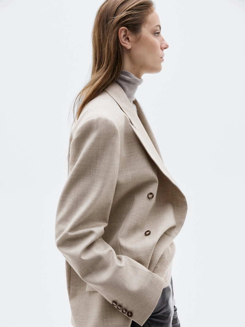 Пиджак с двубортной застежкой из 100% шерсти - limited