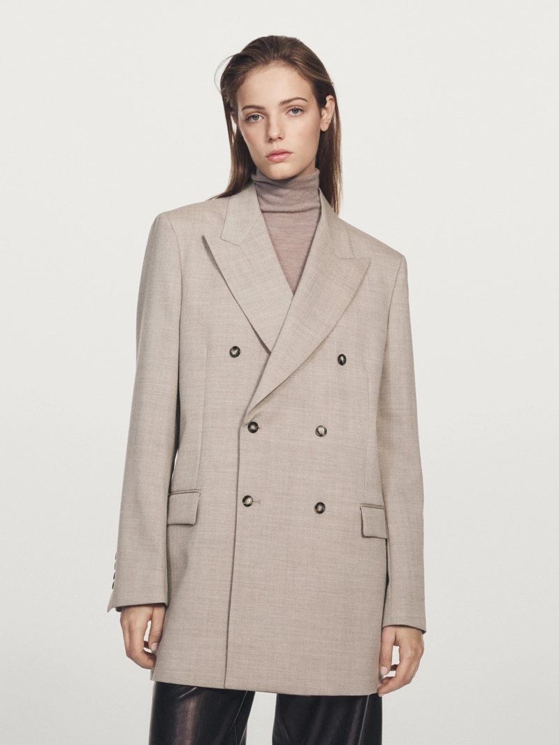 Пиджак с двубортной застежкой из 100% шерсти - limited