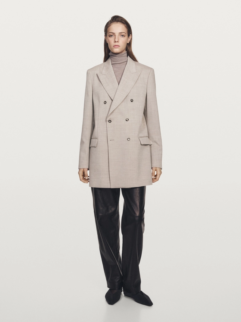 Пиджак с двубортной застежкой из 100% шерсти - limited